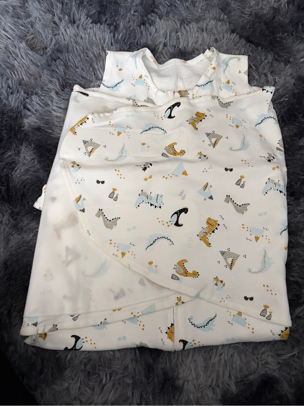 White Dinosaur Print Kids Sleep Sack - Cozy Swaddle